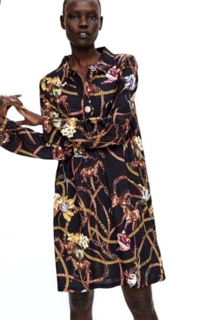chain print shirt dress zara Zara | Dresses | Nwt Zara Red Chain Print Shirt Dress