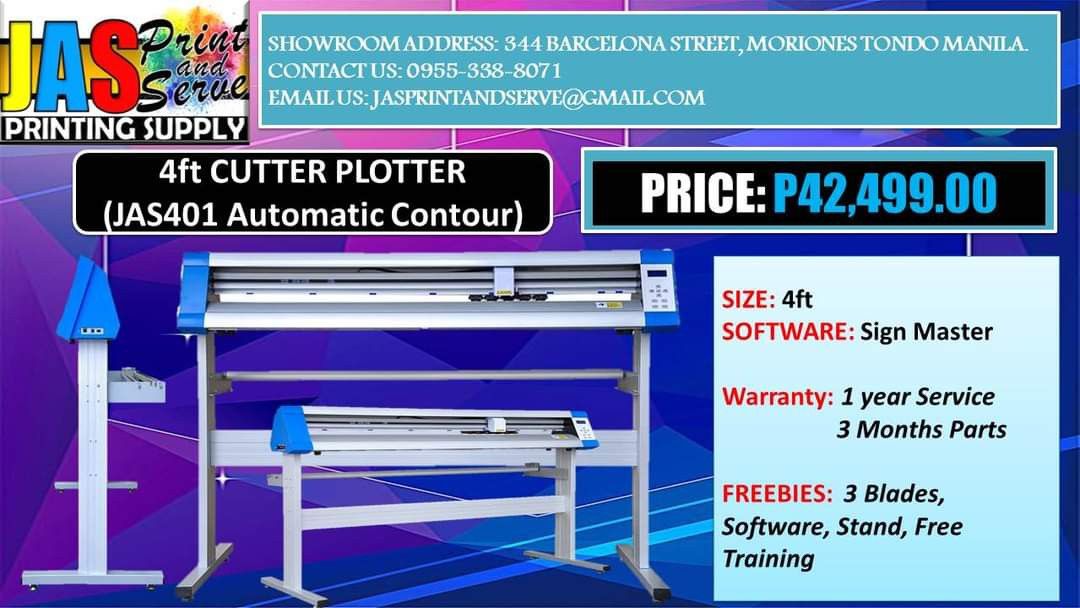 4Ft cutter plotter automatic contour (Category: Printers, Scanners & Copiers) located in Manila. Submitted by melvinflor41363 (Listing ID 1317449906, Image 1). Description: BRAND NEW!! ✅ TARPAULIN PRINTER MACHINE ✅ SUBLIMATION PRINTER MACHINE ✅ DTF MACHINE (DIRECT TO FILM) A3 SIZE and 2FT ✅ ENGRAVER MACHINE ✅ 80x100 HEAT PRESS (Drawer Type) ✅ HEAT PRESS ROLLER TYPE ✅ CUTTER PLOTTER (2FT and 4FT) ✔️ FREEBIES ✔️ FREE TRAINING & INSTALLATION ✔️ AFTE