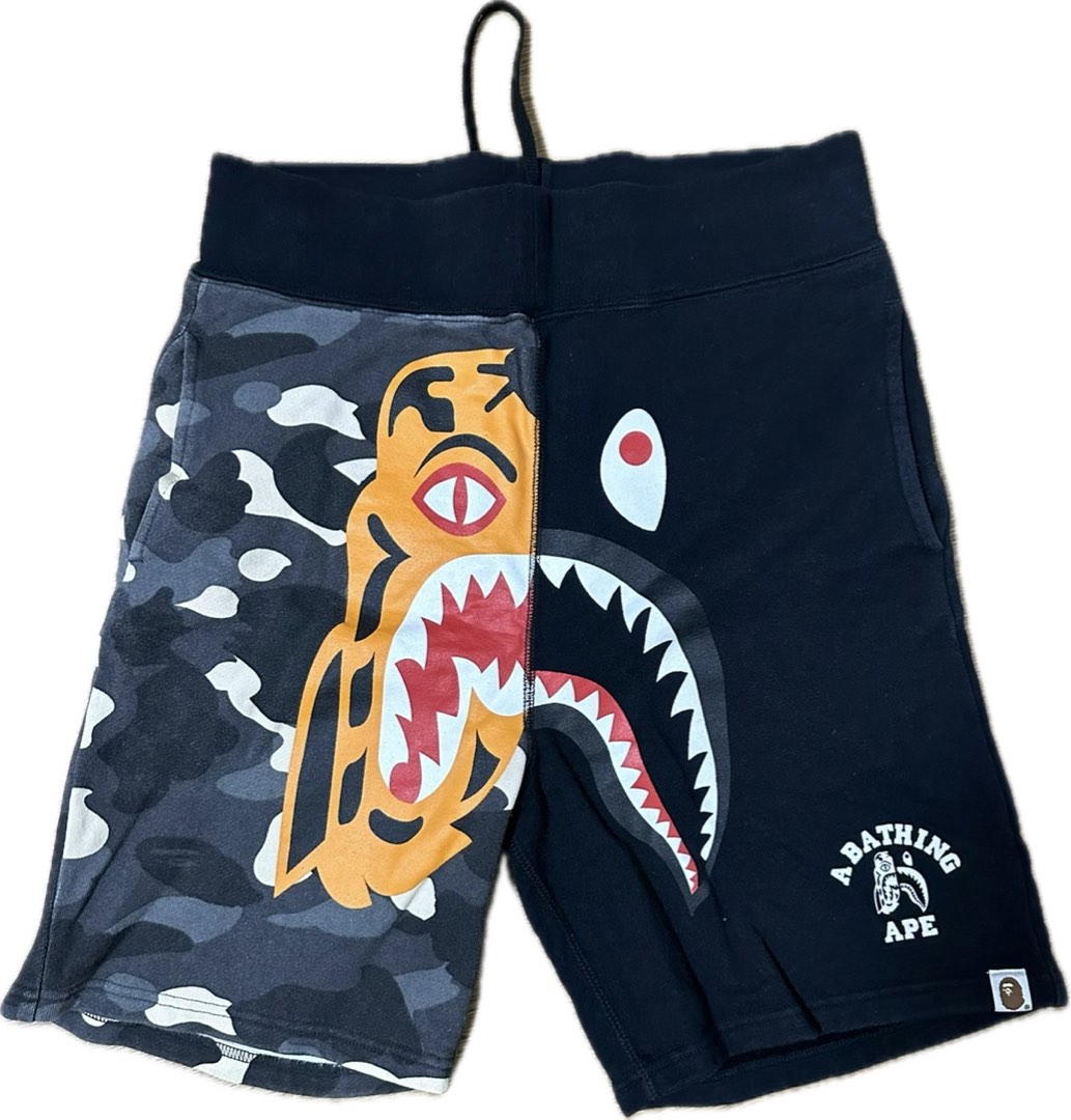 A Bathing Ape BAPE Tiger Shark Shorts USED 9 10 Size S Men s Fashion Bottoms Shorts on Carousell