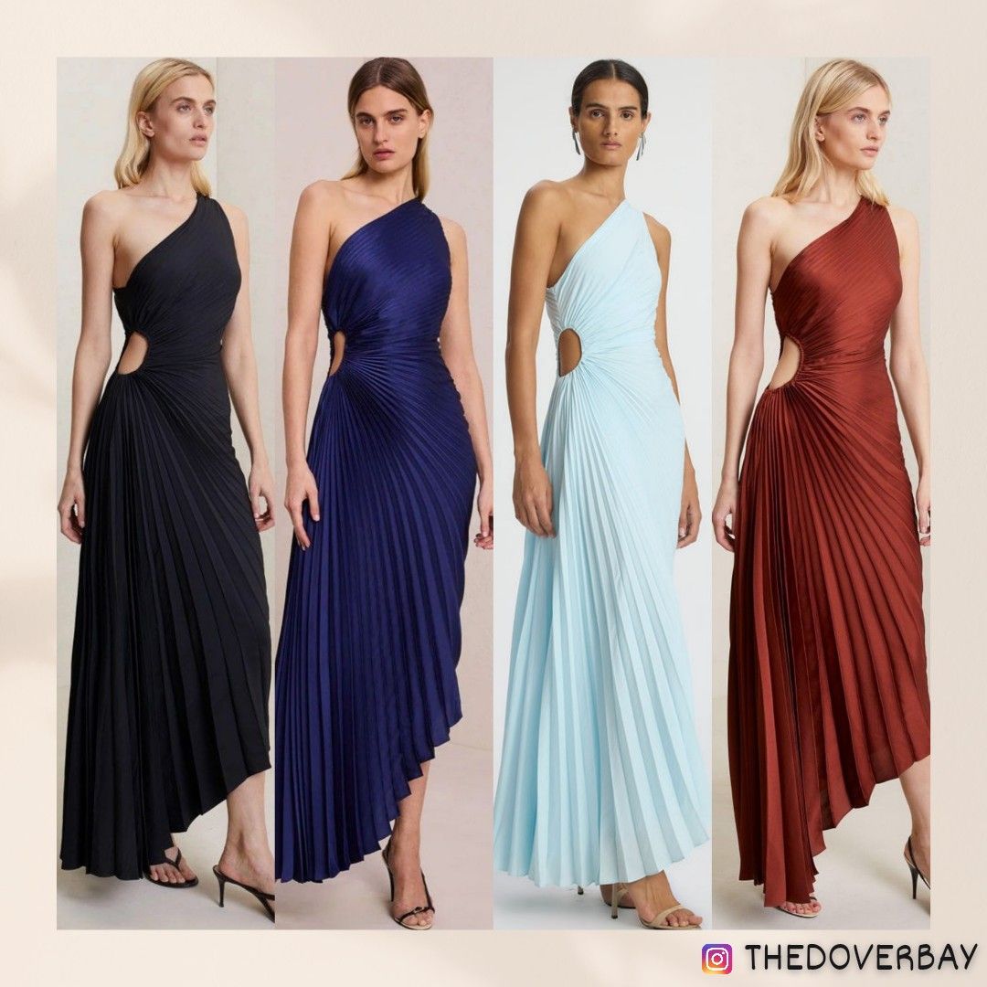 ALC Delfina Asymmetrical Pleated Dress, Women's Fashion, Dresses & Sets,  Dresses on Carousell