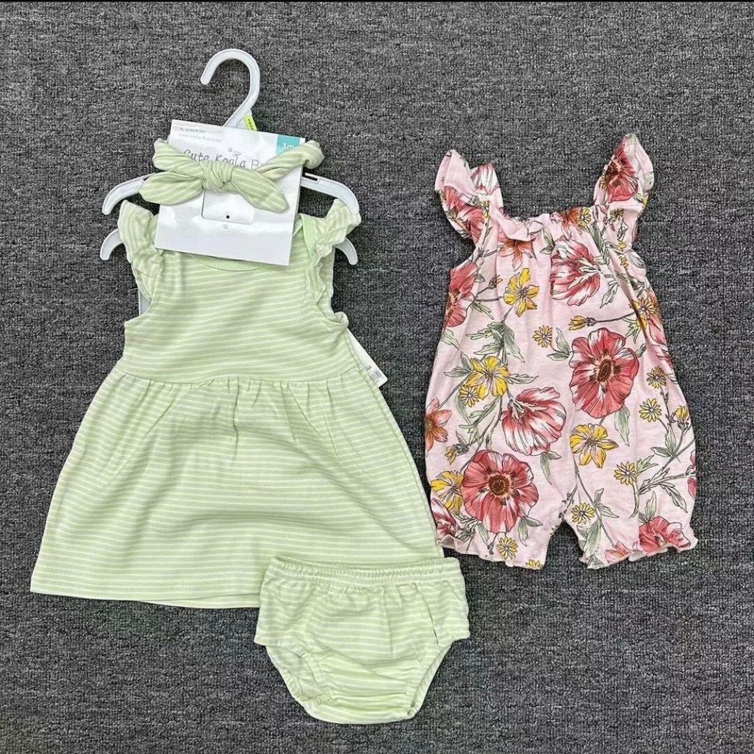 Baju Bayi Peach Romper Dress PK0057 Polkadot Renda New, Jumpsuit