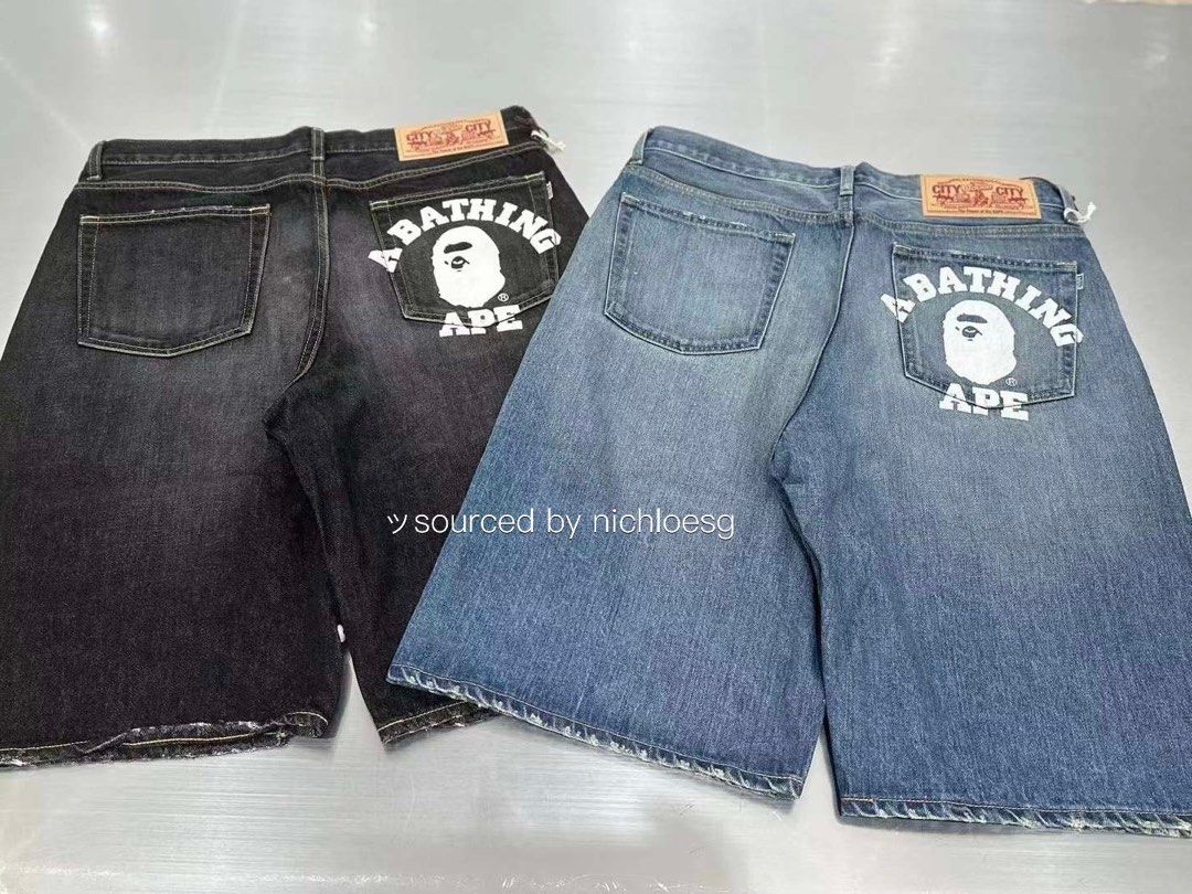 BAPE COLLEGE RELAXED FIT 13 OZ DENIM SHORTS