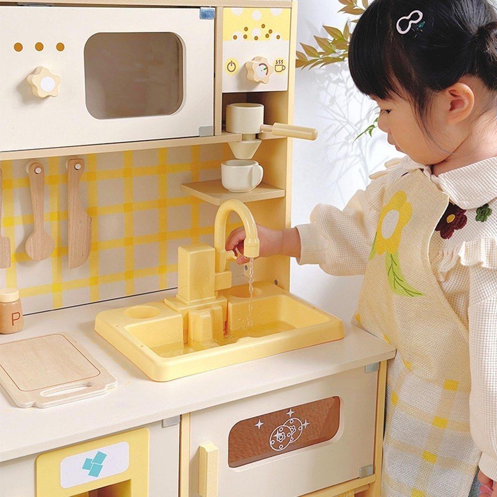 BNIB Big Size Yellow Korean Montessori Wooden Kitchen Play Set