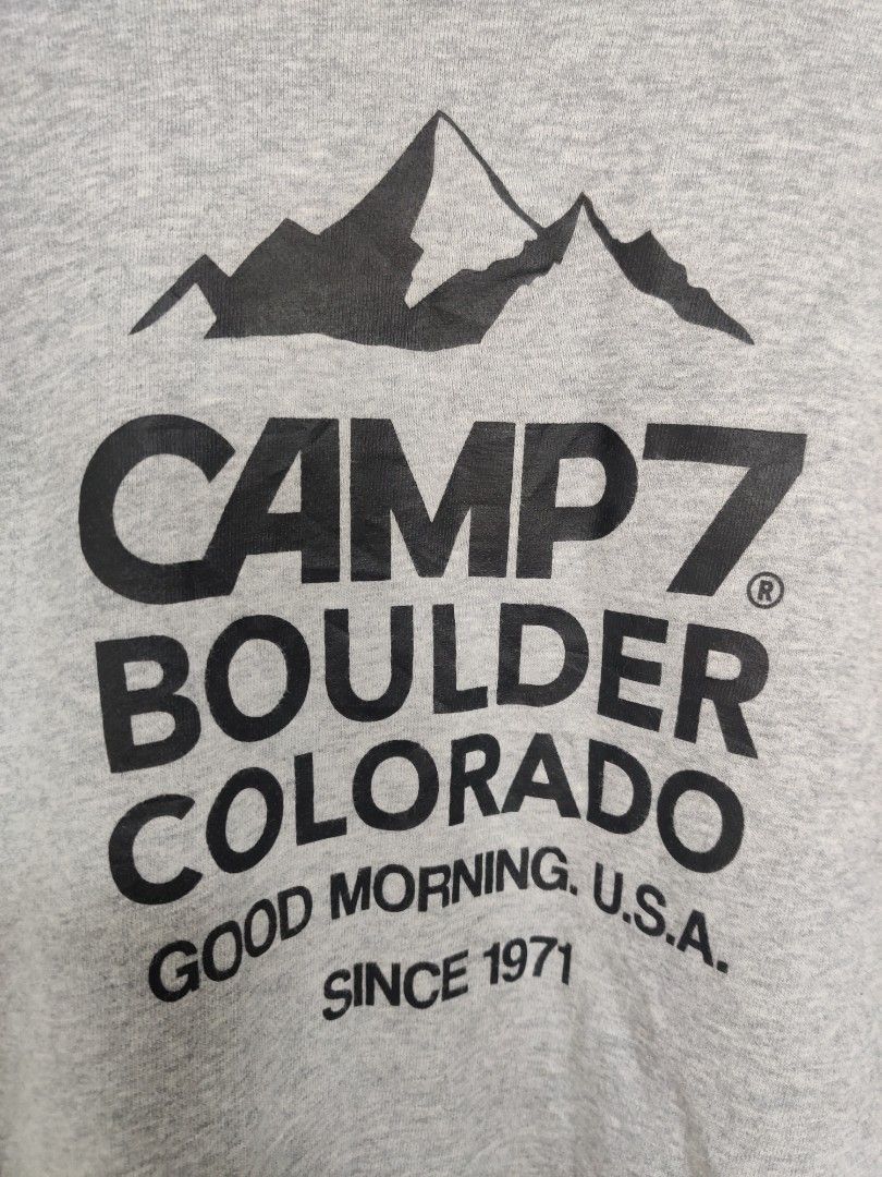 Camp7 boulder colorado crew neck sweatshirt in gray size Medium (Category: Tshirts & Polo Shirts ) located in Taguig. Submitted by nextflip (Listing ID 1317444021, Image 2). Description: medium on tag 20.5 x 27.5.