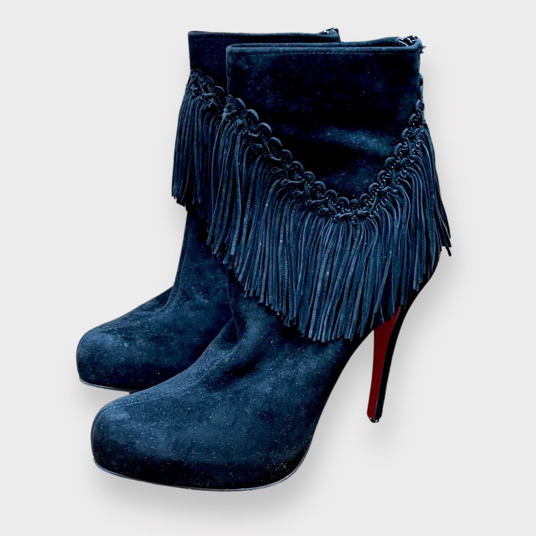 Christian Louboutin Suede Boots Women s Fashion Footwear Boots on Carousell