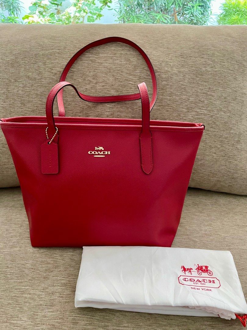 Coach Red Tote Bag Luxury Bags Wallets on Carousell