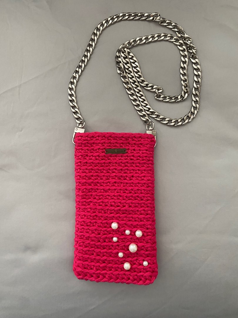 Crochet Handphone Sling Pouch Hobbies Toys Stationery Craft Handmade Craft on Carousell