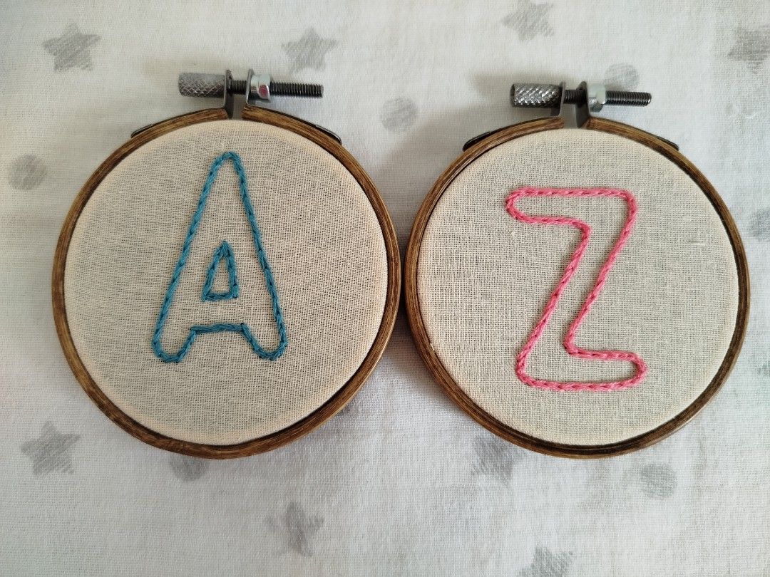 Custom Embroidery Hoop Decor (Letter Outline) (Category: Other Home Decor) located in Los Banos. Submitted by stitchwitch.ph (Listing ID 1317429410, Image 1). Description: Embroidered by hand Hoop diameter is 8.5 cm Please send me your desired letter and thread color Lead time for custom work is 2 weeks to 1 month (depending on quantity and complexity of the project) Decor can be hung on the wall or mounted on a stand Additional PHP 20.00 for a s