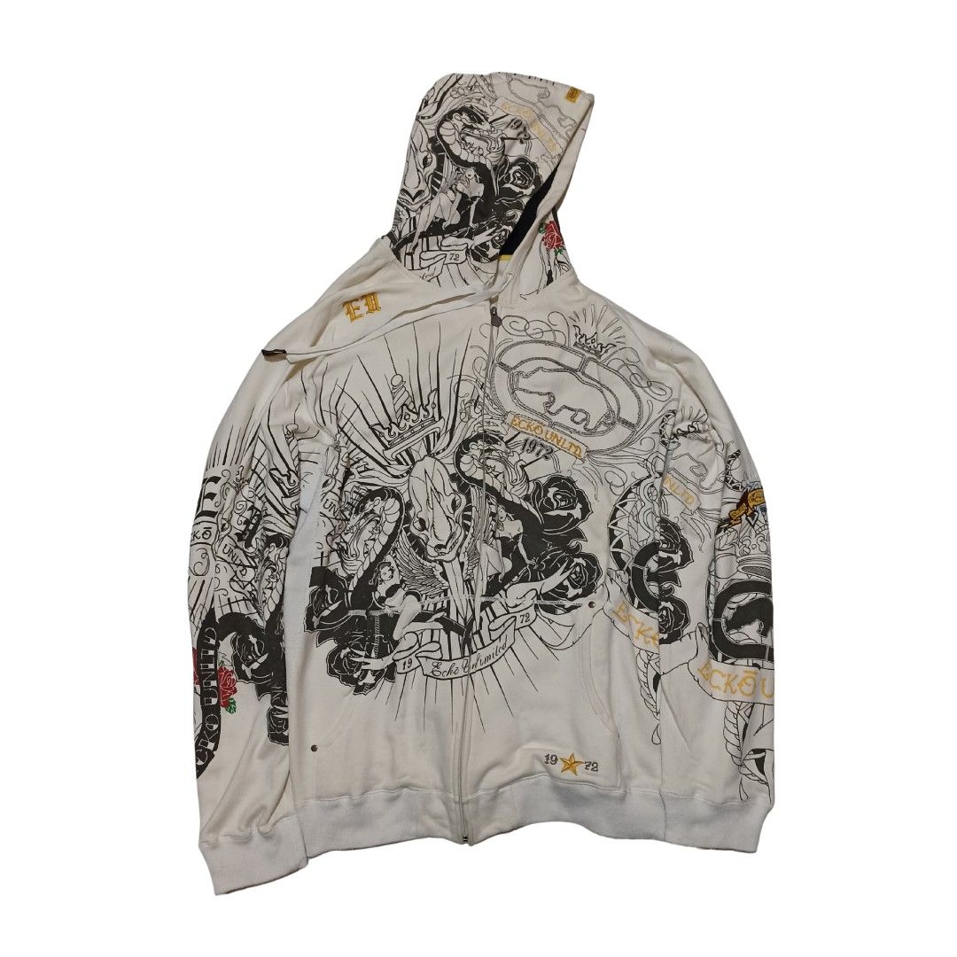 Ecko Unlimited Hip Hop Zipper Hoodie Graffiti 90s Fesyen Pria Pakaian Atasan di Carousell