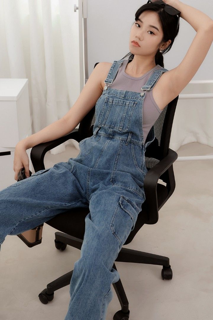 Denim dungaree jumpsuit cheap