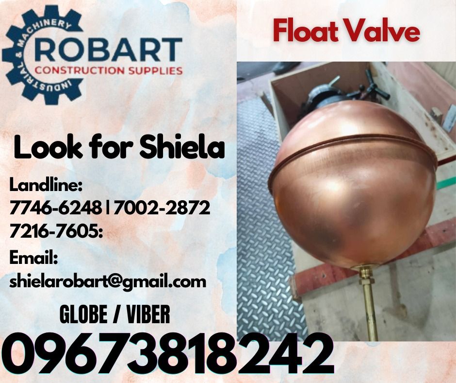 Float Valve (Category: Construction Tools & Equipment) located in Caloocan City. Submitted by shielaroba44709 (Listing ID 1317395358, Image 1). Description: Float Valve Brand: Fairbanks Material: Brass & Copper Size: 1 1/4" 𝑹𝑶𝑩𝑨𝑹𝑻 𝑪𝑶𝑵𝑺𝑻𝑹𝑼𝑪𝑻𝑰𝑶𝑵 𝑺𝑼𝑷𝑷𝑳𝑰𝑬𝑺 Office Address: 1405 Yuseco St. Sta Cruz Manila SEND US MESSAGE FOR INQUIRIES ‼️ ‼️ Call: 09673818242 / 09662708845 Vibr - (09673818242) Landline: (𝟩𝟩𝟦𝟨-𝟨𝟤𝟦𝟪) / (�