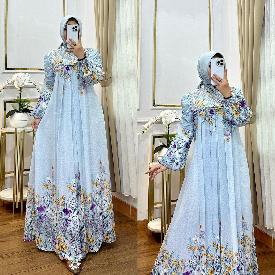 Gaun dress printing mix tile Fesyen Wanita Muslim Fashion Gaun di Carousell