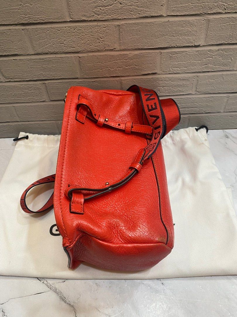 GIVENCHY Mini Pandora in Red Grained SHW 2018 strap logo (with db