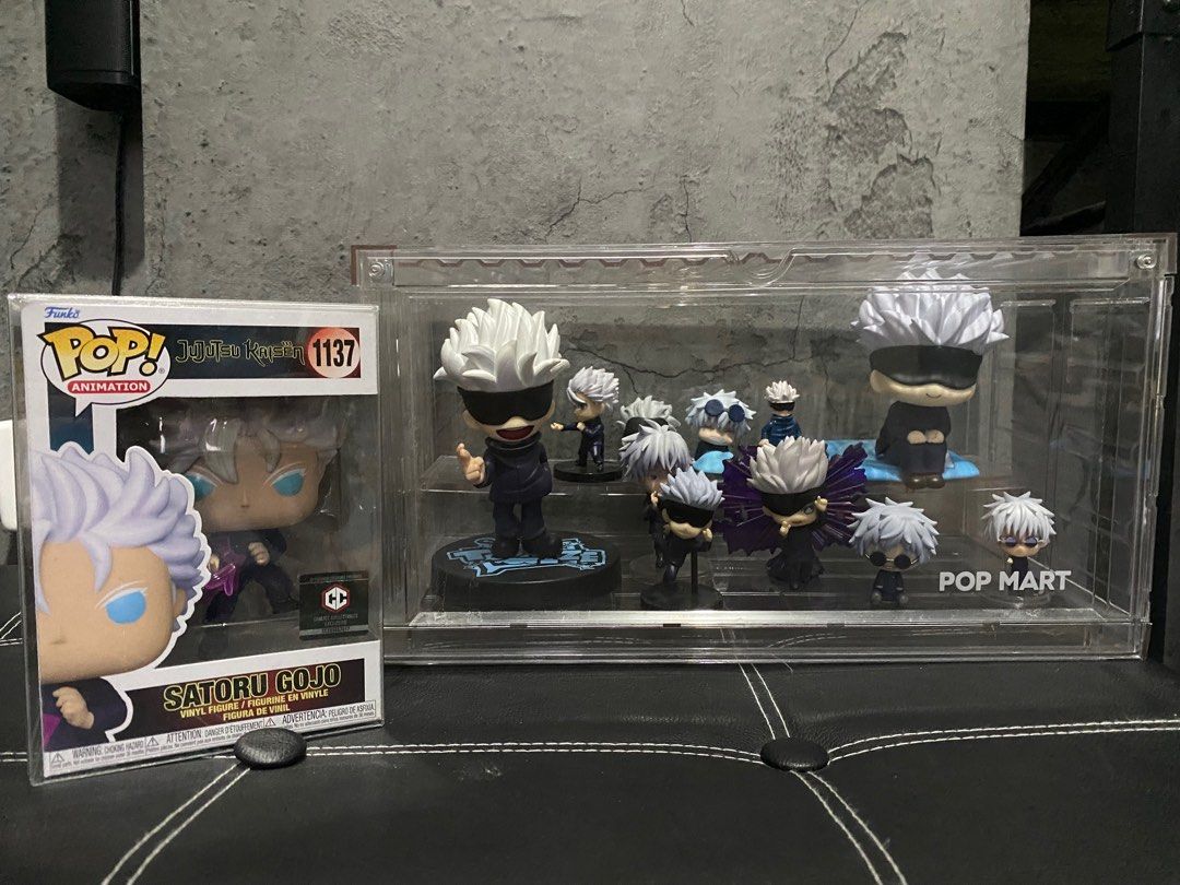 Gojo Figures (Category: Designer & Blind Box Toys) located in Manila. Submitted by prlvdtmsss (Listing ID 1317530783, Image 1). Description: Gojo figures selling as set Bought value is 7800 selling for 5000 (negotiable) Display case included List of gojo items: Gojo Look Up with addtl head Gojo geto shoko kuji Gojo funko Gojo figutto Gojo Furyu Gojo toonize Gojo Adverge Gojo adverge II Gojo onemutan hs ver Gojo onemutan Gojo Chibi Gojo bricks.