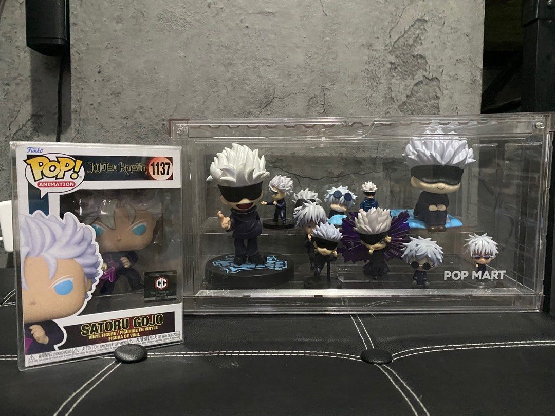 Gojo Figures (Category: Designer & Blind Box Toys) located in Manila. Submitted by prlvdtmsss (Listing ID 1317530783, Image 2). Description: Gojo figures selling as set Bought value is 7800 selling for 5000 (negotiable) Display case included List of gojo items: Gojo Look Up with addtl head Gojo geto shoko kuji Gojo funko Gojo figutto Gojo Furyu Gojo toonize Gojo Adverge Gojo adverge II Gojo onemutan hs ver Gojo onemutan Gojo Chibi Gojo bricks.