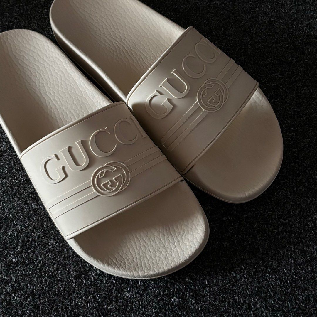 White rubber gucci slides on sale