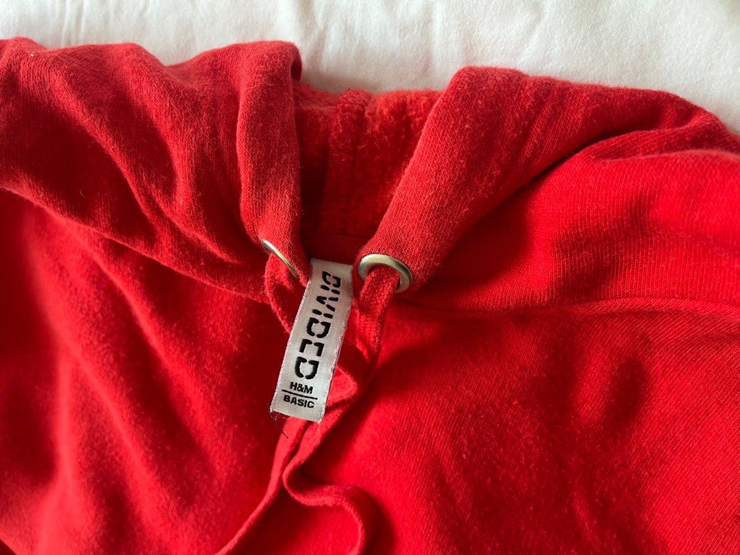 Red cropped hoodie h&m on sale
