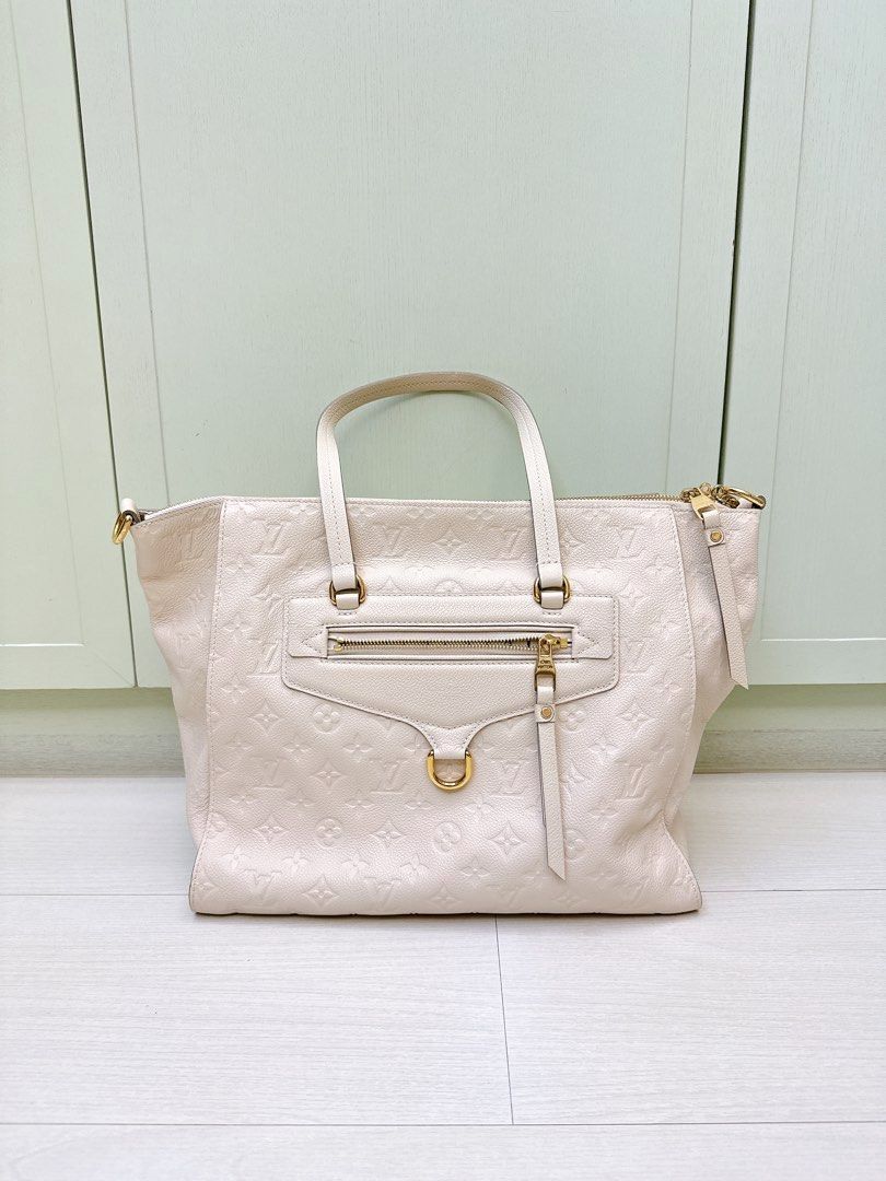 LOUIS VUITTON monogram genuine leather white tote bag Carousell