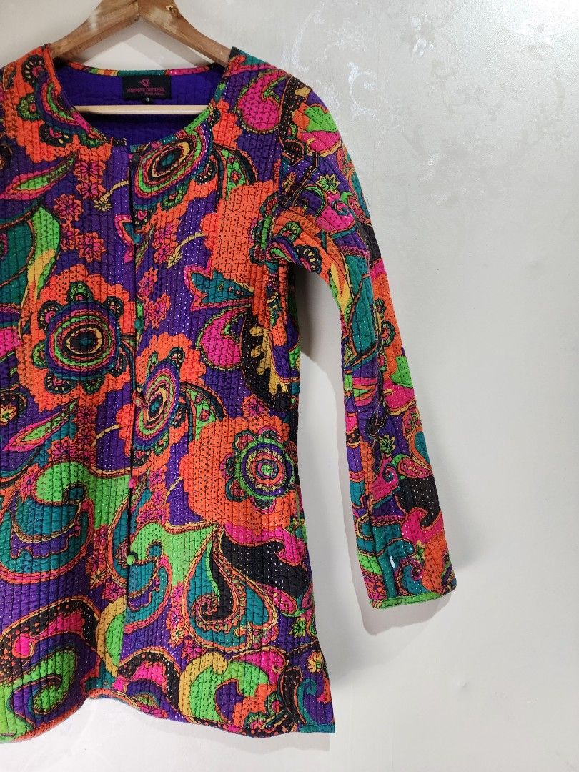 MACRAME BOHEMIA Quilted Colorful Outerwear (Category: Coats, Jackets and Outerwear) located in Quezon City. Submitted by chrizcboutique (Listing ID 1317455507, Image 3). Description: Macrame Bohemia Colorful Long Outerwear Quilted and a bit thick material size 4 ..small can fit extra small to medium frame with 2 side pockets made in India Measurements laid in flat shoulder to shoulder approx 15 inches armpit to armpit approx 19 inches lenght appr