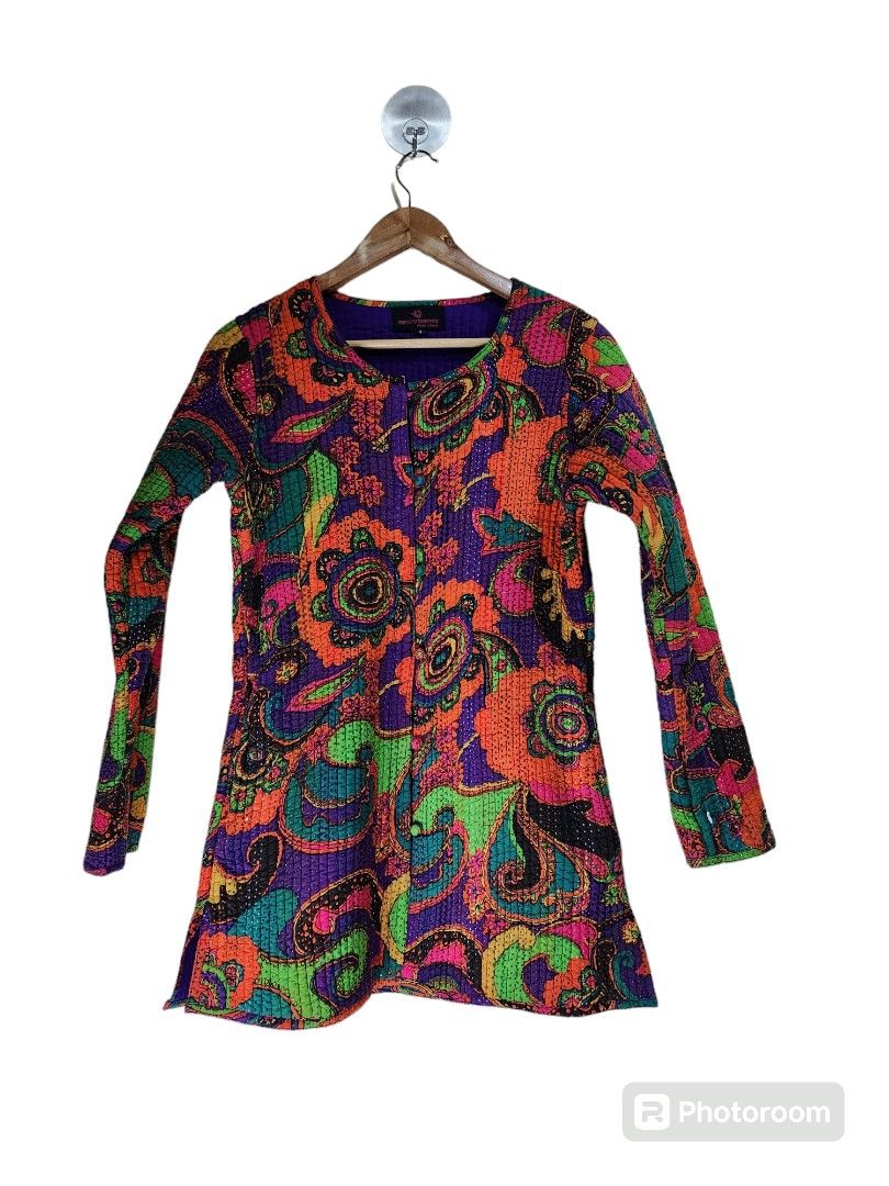 MACRAME BOHEMIA Quilted Colorful Outerwear (Category: Coats, Jackets and Outerwear) located in Quezon City. Submitted by chrizcboutique (Listing ID 1317455507, Image 1). Description: Macrame Bohemia Colorful Long Outerwear Quilted and a bit thick material size 4 ..small can fit extra small to medium frame with 2 side pockets made in India Measurements laid in flat shoulder to shoulder approx 15 inches armpit to armpit approx 19 inches lenght appr