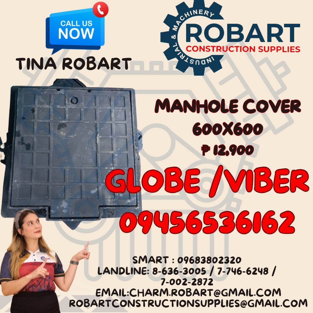 Manhole 600x600 (Category: Construction & Building Materials) located in Manila. Submitted by tina.sales (Listing ID 1317385322, Image 1). Description: Manhole 600x600 For Fabrication 𝑹𝑶𝑩𝑨𝑹𝑻 𝑪𝑶𝑵𝑺𝑻𝑹𝑼𝑪𝑻𝑰𝑶𝑵 𝑺𝑼𝑷𝑷𝑳𝑰𝑬𝑺 𝑶𝒇𝒇𝒊𝒄𝒆 𝑨𝒅𝒅𝒓𝒆𝒔𝒔: 𝟏𝟒𝟎𝟓 𝒀𝒖𝒔𝒆𝒄𝒐 𝑺𝒕. 𝑺𝒕𝒂 𝑪𝒓𝒖𝒛 𝑴𝒂𝒏𝒊𝒍𝒂 𝑺𝑬𝑵𝑫 𝑼𝑺 𝑴𝑬𝑺𝑺𝑨𝑮𝑬 𝑭𝑶𝑹 𝑰𝑵𝑸𝑼𝑰𝑹𝑰𝑬𝑺 ‼️ ‼️ 𝑮𝒍𝒃𝒆 - (𝟢𝟫𝟒𝟓-𝟔𝟓𝟑-𝟔𝟏𝟔𝟐) 𝑻.𝑴. - (𝟢𝟫𝟔𝟖-𝟑𝟖𝟎-