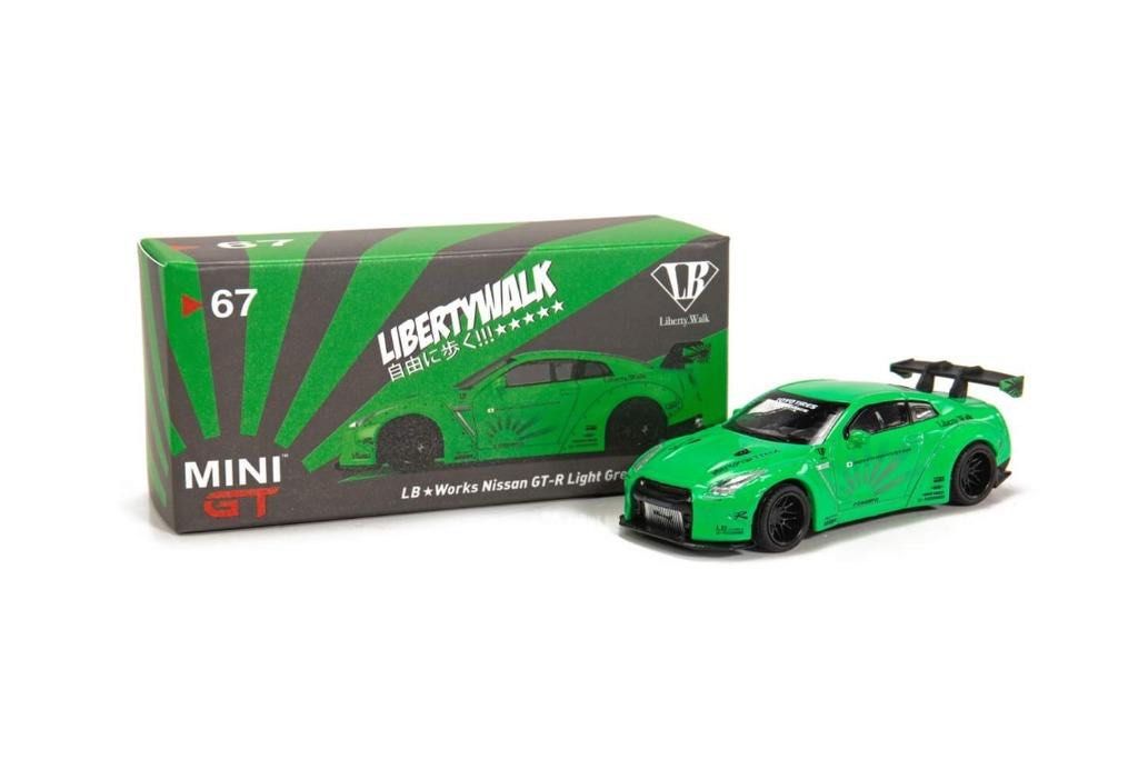 Mini GT #67 LB Works Nissan GT-R Light Green, Hobbies & Toys, Toys & Games  on Carousell