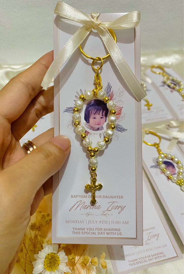 Mini Rosary Keychain Souvenirs for Baptism Christening First Birthdays Women s Fashion Watches Accessories Other Accessories on Carousell