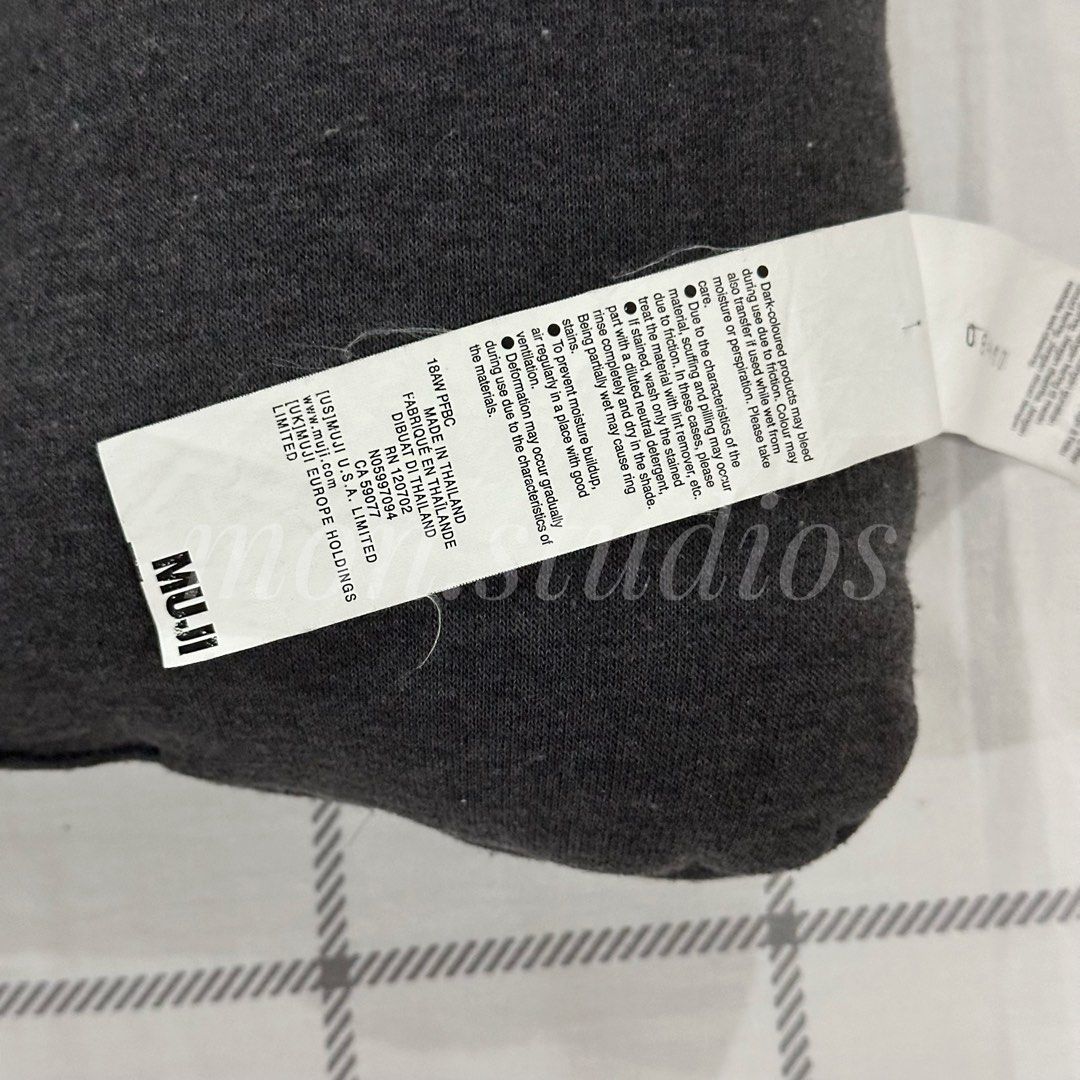 Muji Back Pillow (Charcoal Gray) (Category: Cushions & Throws) located in Pasig City. Submitted by mon.studios (Listing ID 1317472877, Image 3). Description: Authentic. Bought at Shangrila Mall. No other flaws other than himulmol due to usage. 😊 SRP: ₱1,250 In stock: 2 — Say goodbye to back pain as you work from home with the help of MUJI! This pillow contains soft urethane chips with low and high repulsion to give your back and waist comfort an