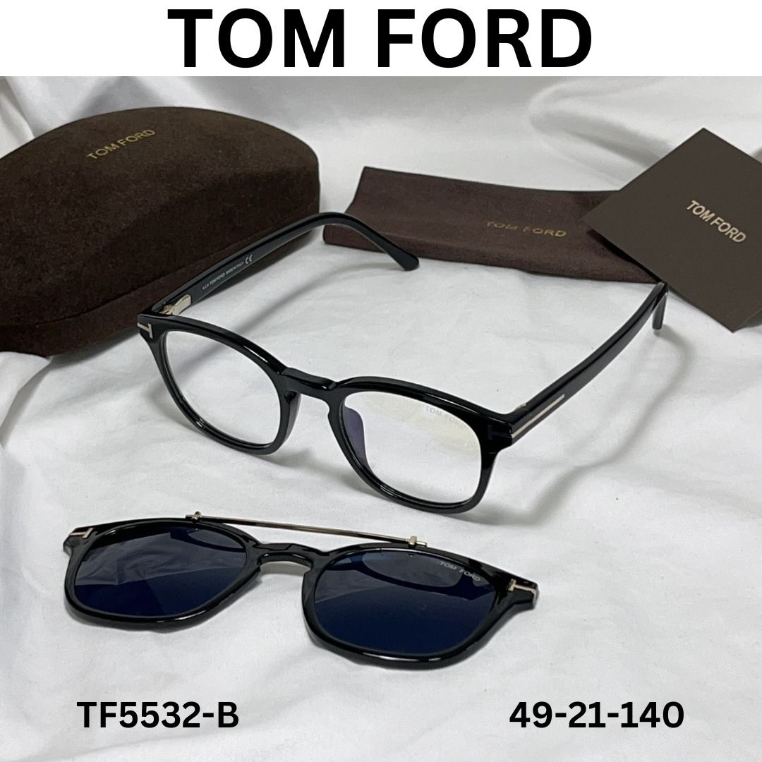 Ready Stock)Tom Ford TF5532-B 01V Black Frame with Blue Clip On