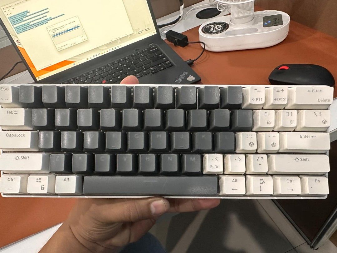 RK61 MECHANICAL KEYBOARD (Category: Computer Keyboard) located in Makati City. Submitted by junaree (Listing ID 1317502824, Image 1). Description: SELLING RK61 MECHANICAL KEYBOARD White/Gray keycaps Non RGB Wired and Bluetooth Connection Not sure if Hot Swappable Slightly negotiable No box Inclusion: Mechanical Keyboard Cable Switch Puller rfs: not using anymore.