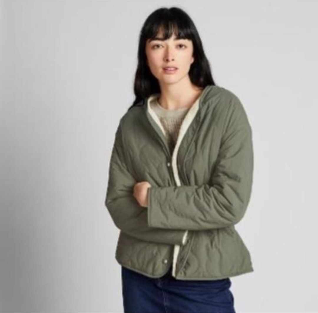 Uniqlo pile lined fleece quilted reversible jacket best sale