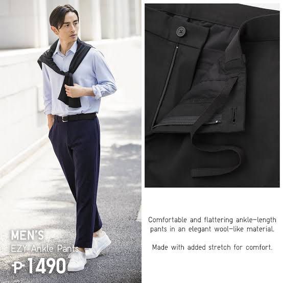 UNIQLO men Ezy ankle length pants Men s Fashion Bottoms Trousers on Carousell