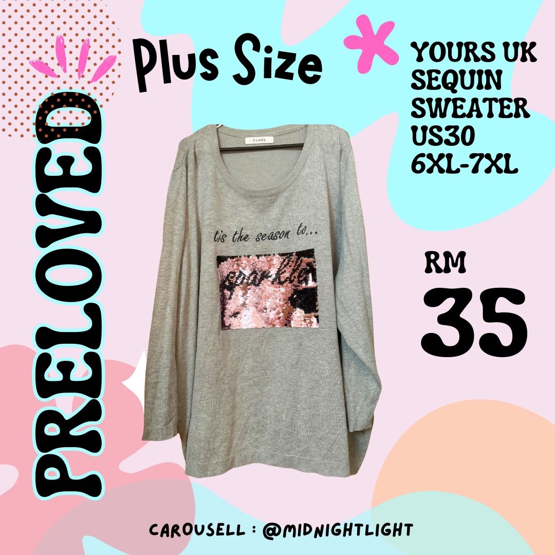 Yours Clothing UK Sequin Plus Size Sweater Women s Fashion Tops Longsleeves on Carousell