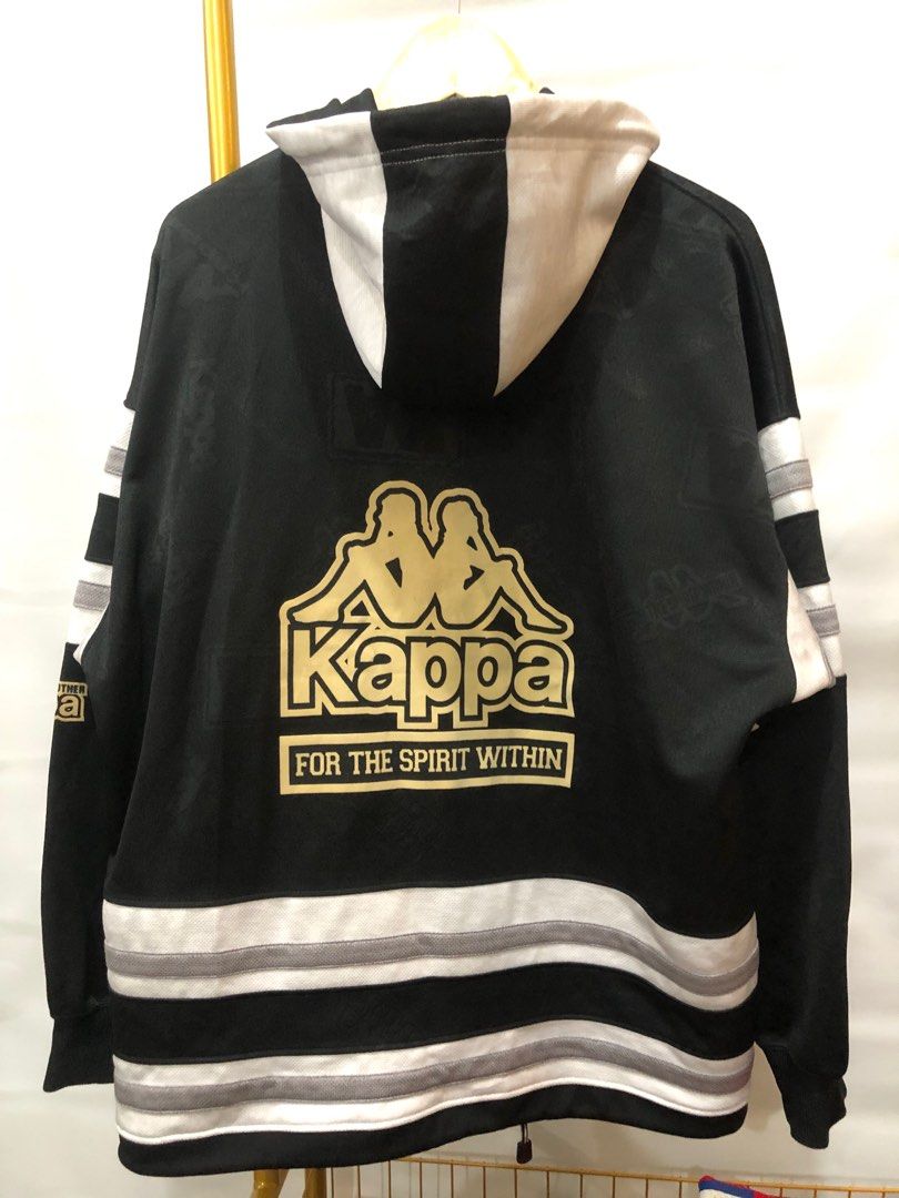 zip hoodie vintage kappa big logo cakep, Fesyen Pria, Pakaian