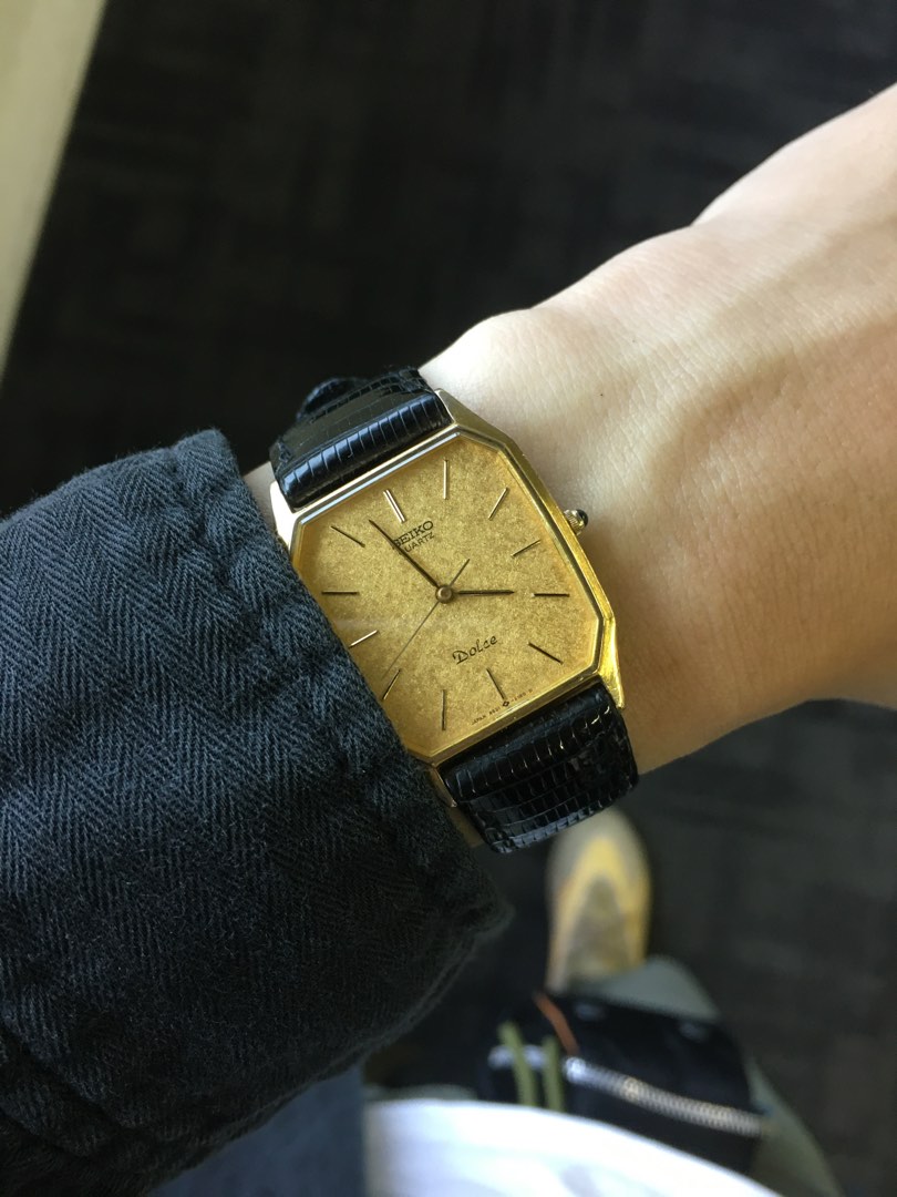 1984 Rare vintage seiko dolce tank 10k gold watch, Men's Fashion