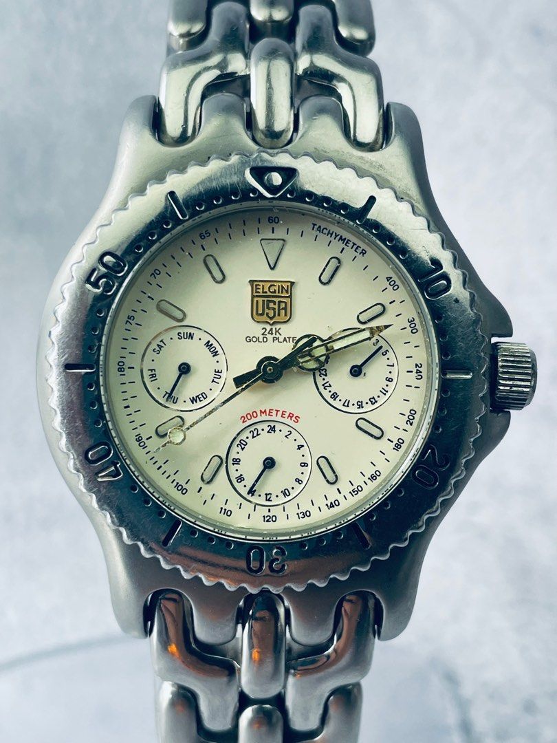 Analog Watch Elgin Mens Watches Prices Delux Stainless Steel