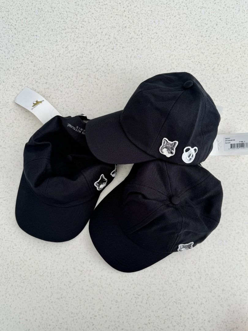 新品 Maison Kitsuné 海外限定 パンダ キャップ　黒 新品 Maison Kitsuné 海外限定 パンダ キャップ 黒 MAISON KITSUNE