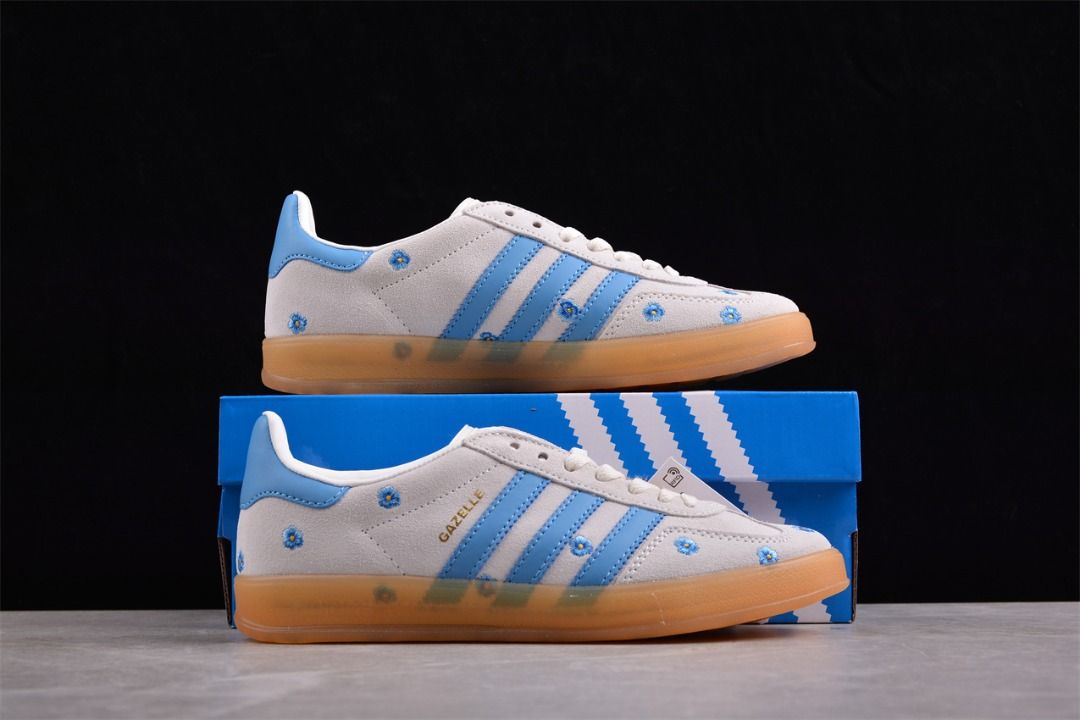 Adidas Gazelle Indoor Light Blue Floral Shoes Euro 36 45