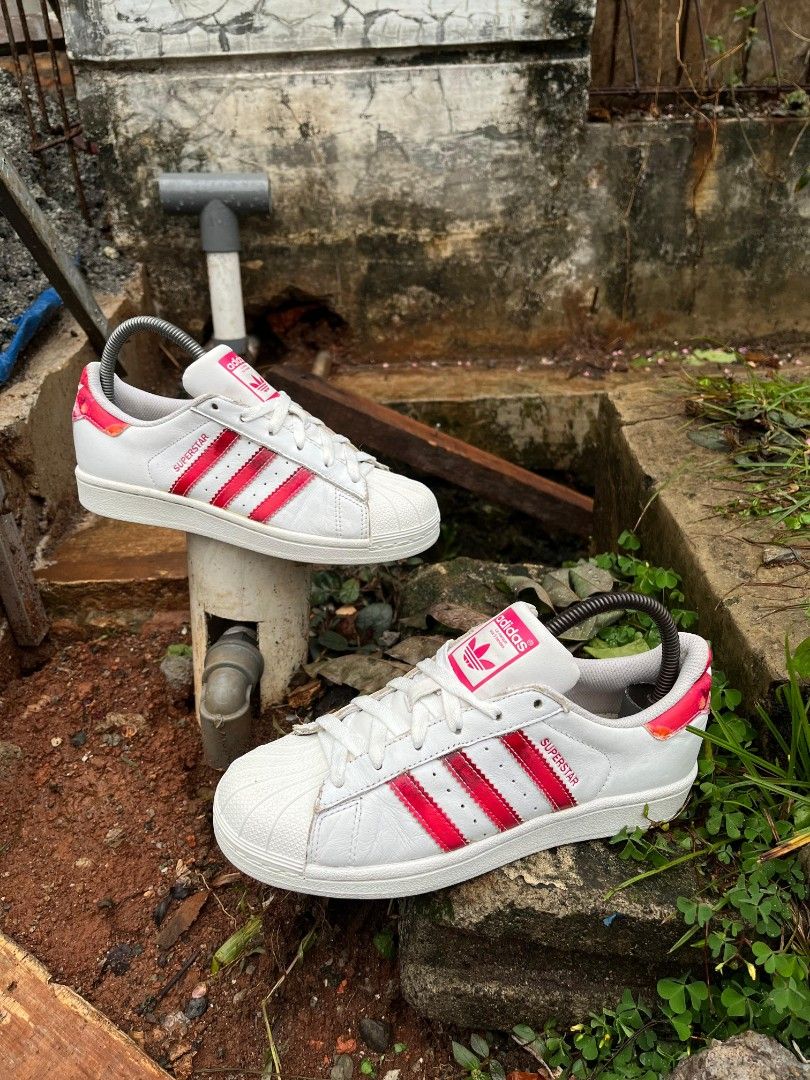 Adidas Superstar White Red size 37 insole 23 Fesyen Wanita Sepatu di Carousell