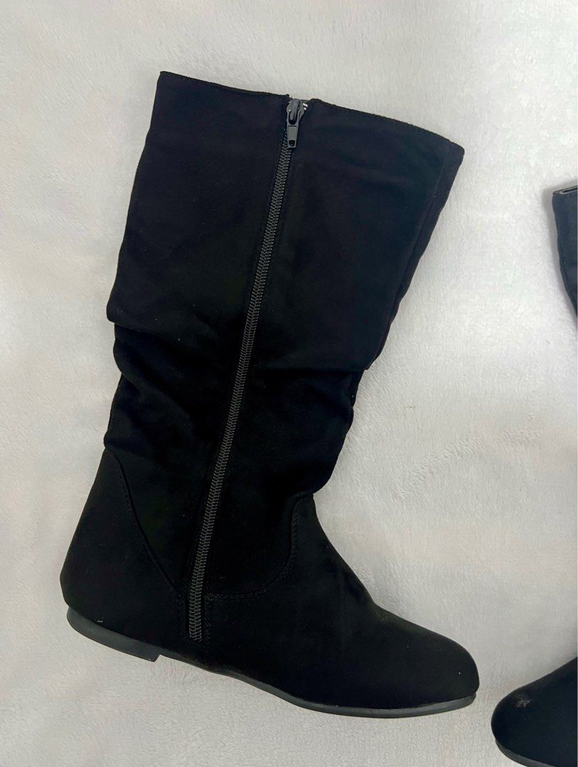 Black Boots (Midhigh) (Category: Boots) located in Marikina City. Submitted by declutterwithe (Listing ID 1312346366, Image 3). Description: - Used once in the eras tour concert (like new) - Very good condition - Bought for 1400+ pesos in shein - Suede material .