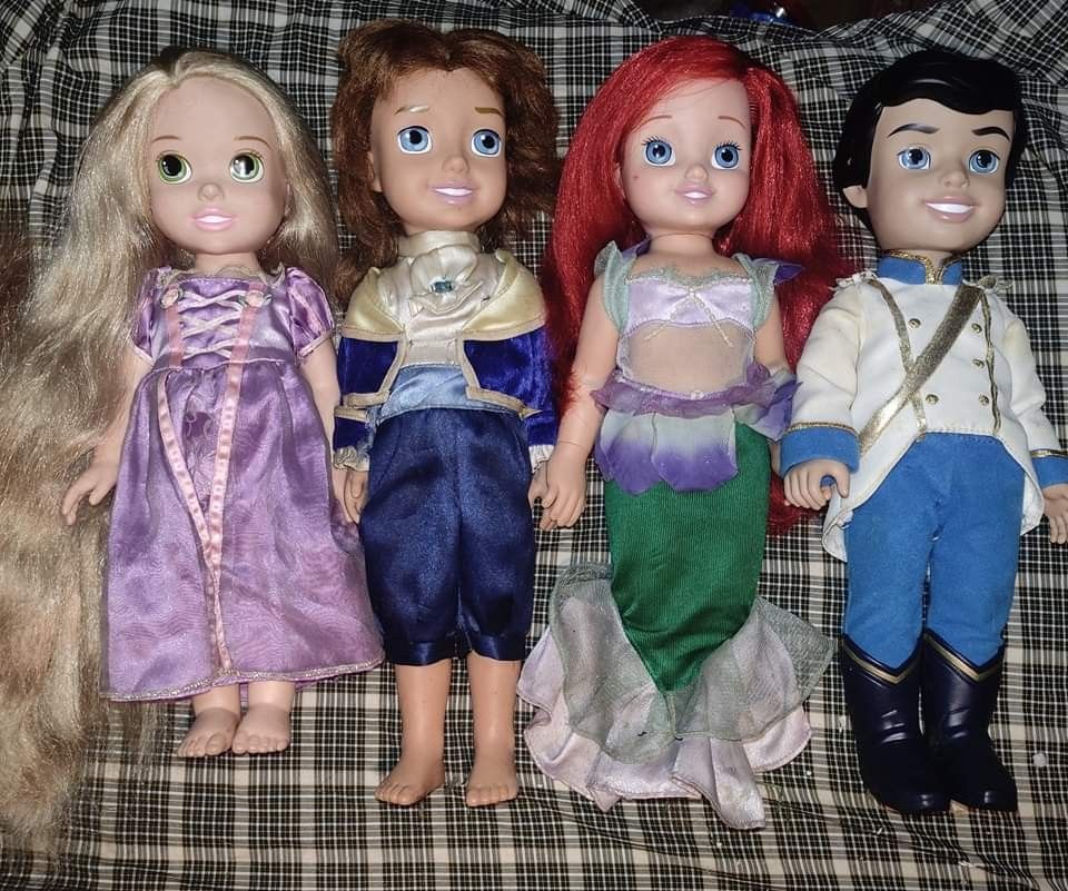 Bundle Disney Toddler doll rapunzel prince adam Ariel Prinnce Eric