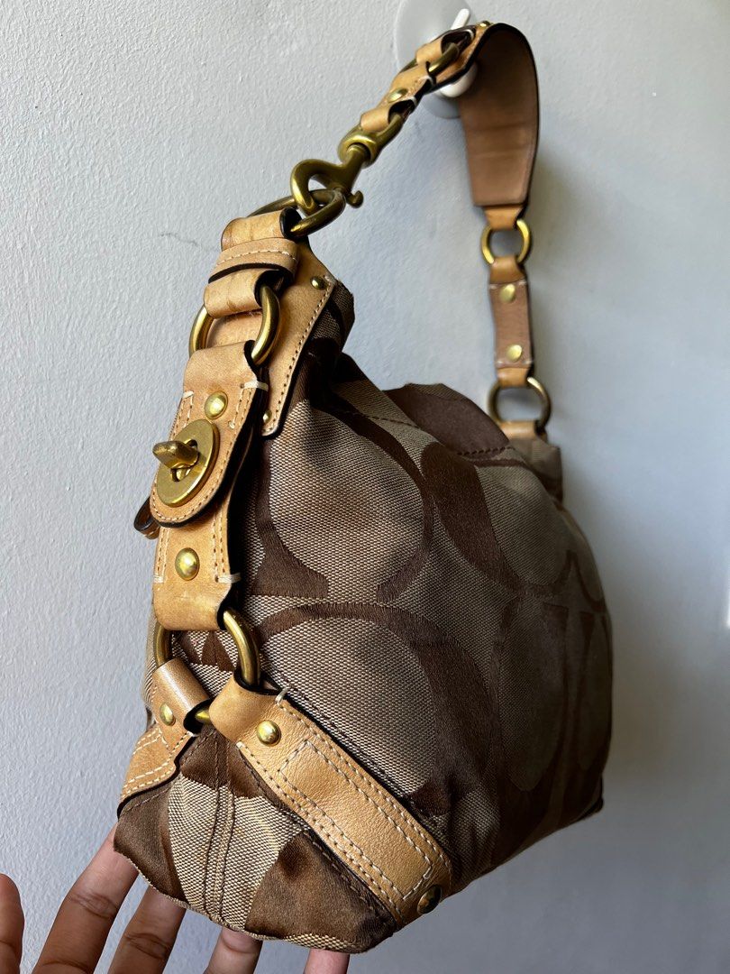 Coach Carly Jacquard Signature Shoulder Hobo Bag RM128 down to RM68 or get it for free with any purchase worth RM200 Women s Fashion Bags Wallets Shoulder Bags on Carousell