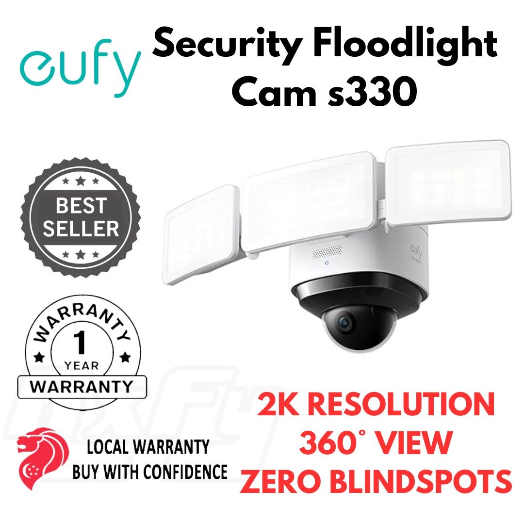 eufy Security Floodlight Cam S330, 360-Degree Pan & Tilt Coverage, 2K ...