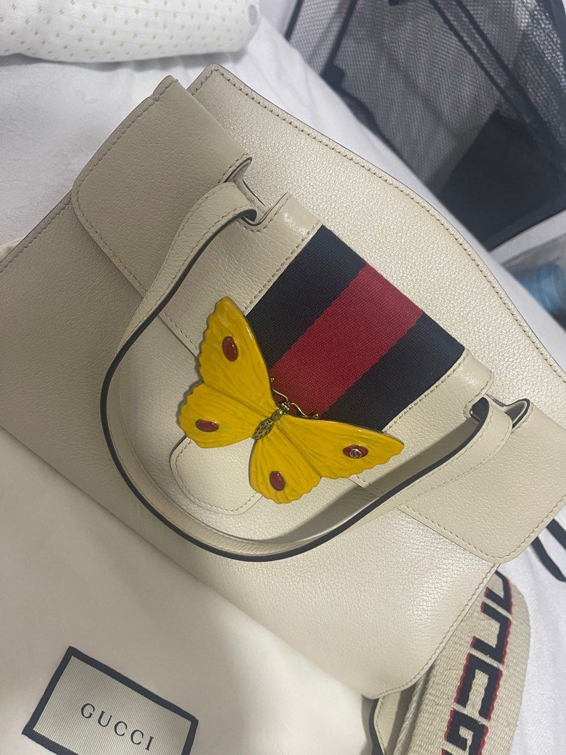 White gucci bag with butterfly outlet