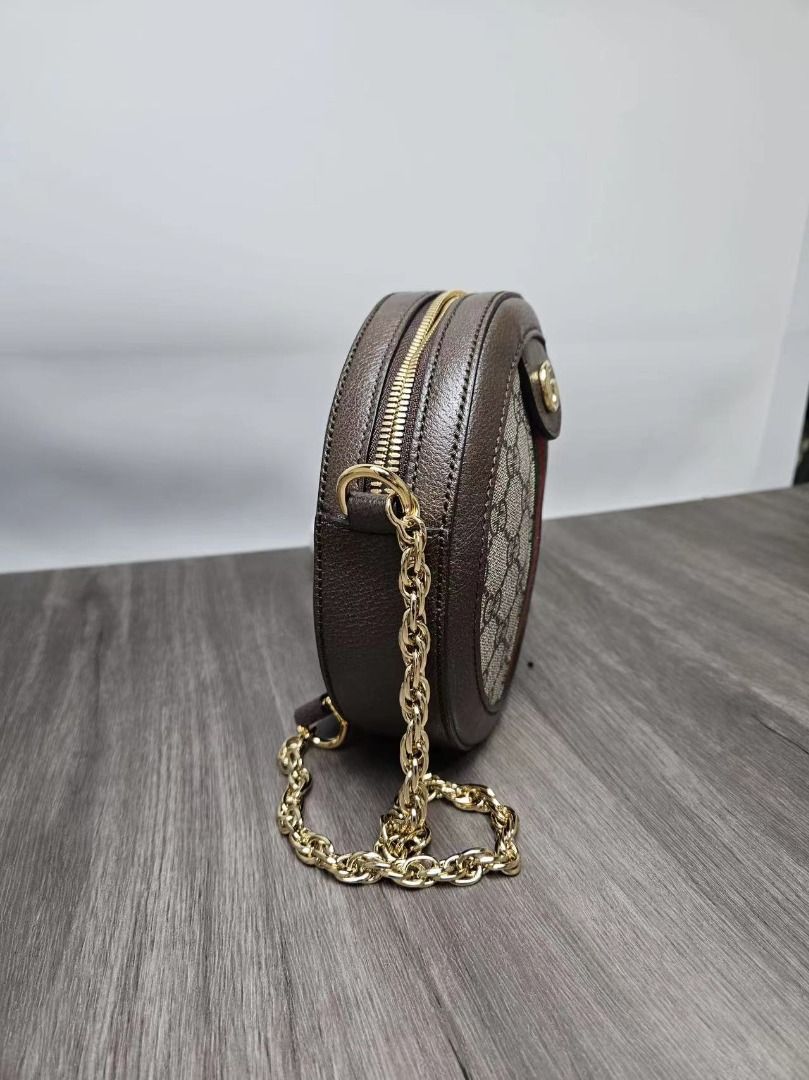 Gucci Ophidia Mini GG Round Crossbody Bag Beige Ebony 550618 96I3B 8745 Carousell