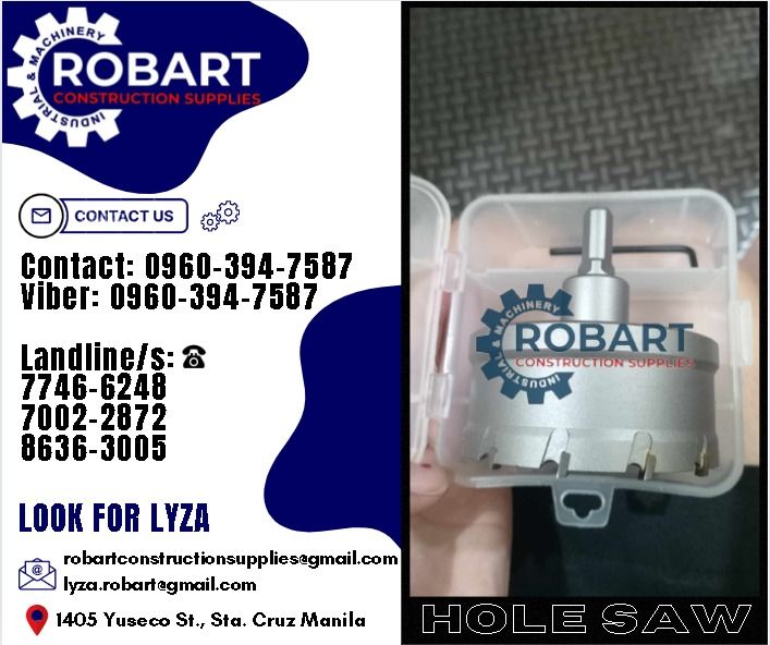 Hole Saw For Wood (Category: Construction Tools & Equipment) located in Manila. Submitted by lyzarobart1999 (Listing ID 1312304280, Image 1). Description: Hole Saw For Wood Size: 3" Brand: Riley 𝐒𝐄𝐍𝐃 𝐔𝐒 𝐌𝐄𝐒𝐒𝐀𝐆𝐄 𝐅𝐎𝐑 𝐈𝐍𝐐𝐔𝐈𝐑𝐈𝐄𝐒 ❗️ 0 9 6 7 3 8 1 8 2 2 7 0 9 6 0 3 9 4 7 5 8 7 𝐋𝐚𝐧𝐝𝐥𝐢𝐧𝐞 𝐍𝐮𝐦𝐛𝐞𝐫𝐬: 𝟕 𝟕 𝟒 𝟔 - 𝟔 𝟐 𝟒 𝟖 / 𝟕 𝟎 𝟎 𝟐 - 𝟐 𝟖 𝟕 𝟐 / 𝟖 𝟔 𝟑 𝟔 - 𝟑 𝟎 𝟎 𝟓 𝐋𝐎𝐎𝐊 𝐅𝐎𝐑 𝐋𝐘𝐙𝐀 𝘌𝘮𝘢𝘪𝘭: �