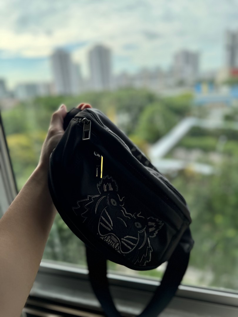 Kenzo Tiger Black Satin Waistbag Men s Fashion Bags Belt bags Clutches and Pouches on Carousell