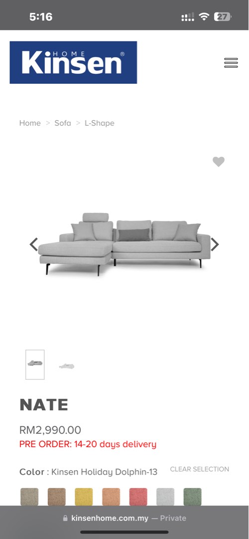 L Shape Sofa Kinsen, Furniture & Home Living, Furniture, Sofas on Carousell