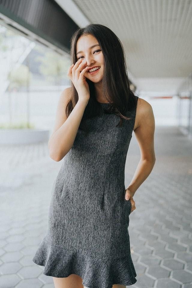 Dark grey work dress new arrivals