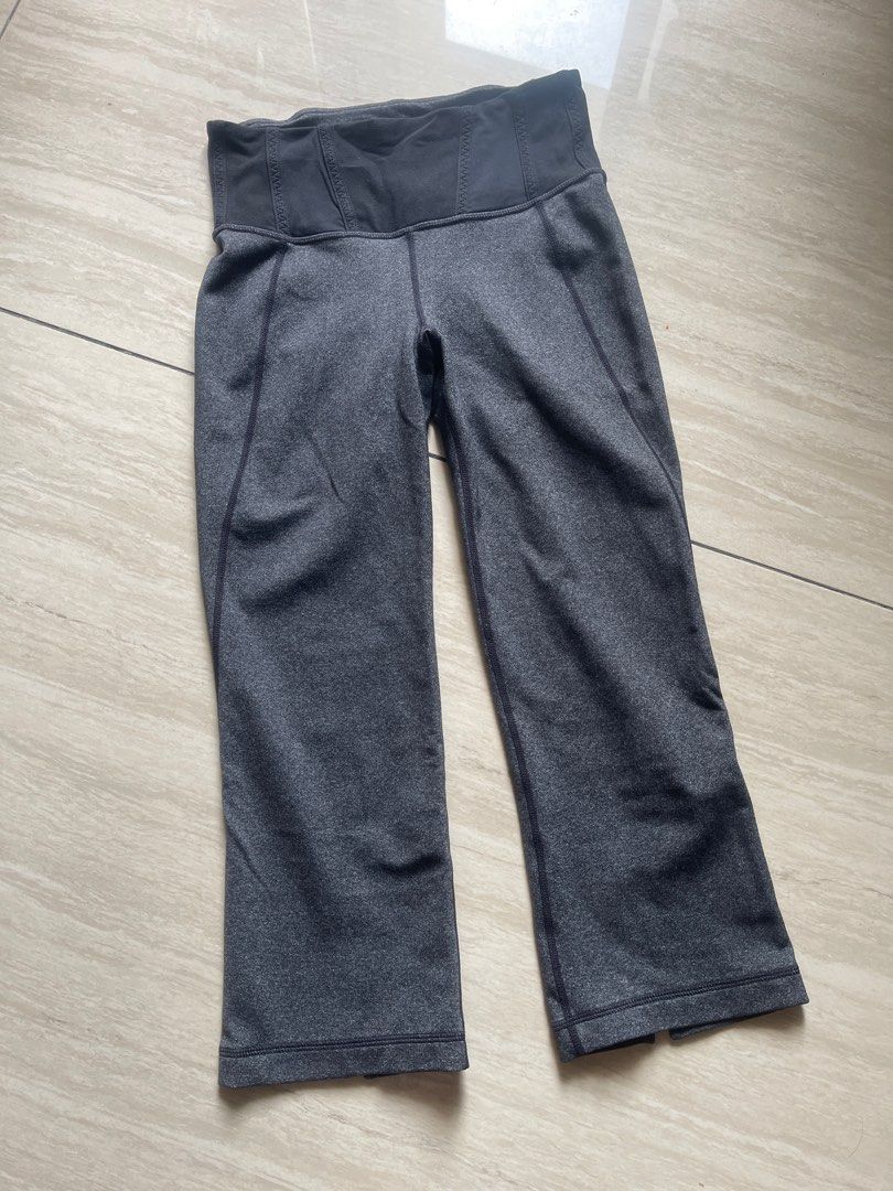 Lululemon Tadasana Slit Crop Heathered Black Black Size 4